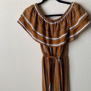 Off the shoulder striped jumpsuit